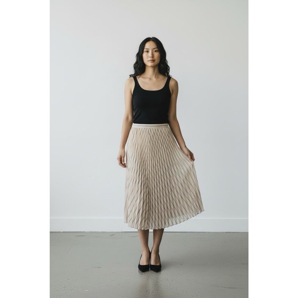 Soft SATIN PLEATED Midi Skirt Size 6